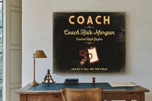 Personalized Coach Sign, Leave It All on the Field, Black & Gold, image 2