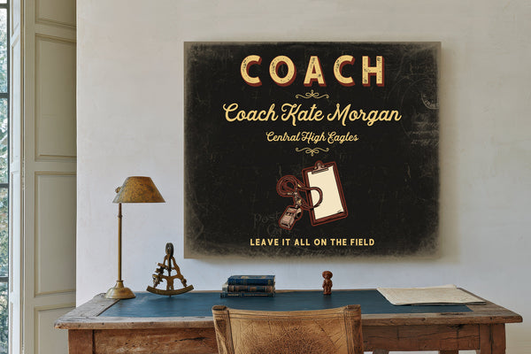 Personalized Coach Sign, Leave It All on the Field, Black & Gold, image 2