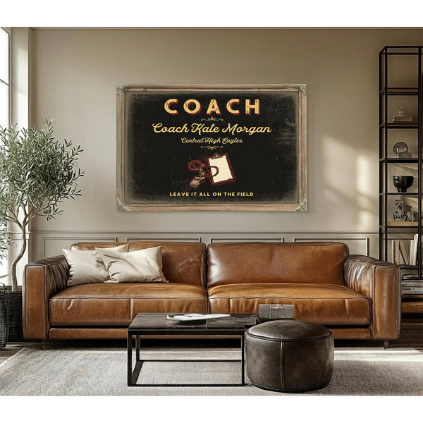 Personalized Coach Sign, Leave It All on the Field, Black & Gold, image 3