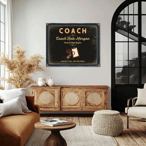 Personalized Coach Sign, Leave It All on the Field, Black & Gold, image 4