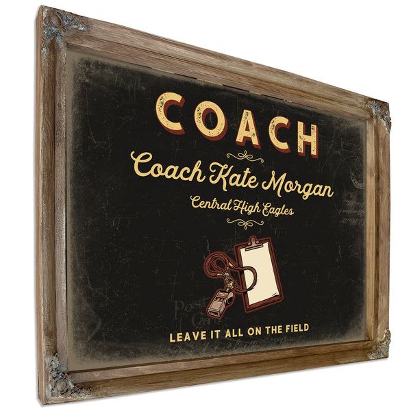 Personalized Coach Sign, Leave It All on the Field, Black & Gold, image 6