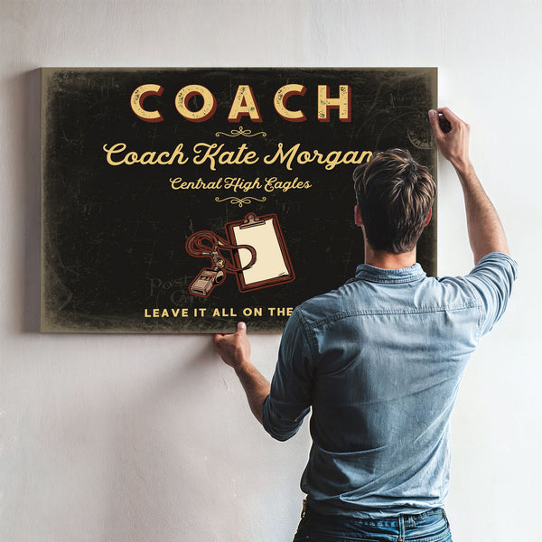 Personalized Coach Sign, Leave It All on the Field, Black & Gold, image 9