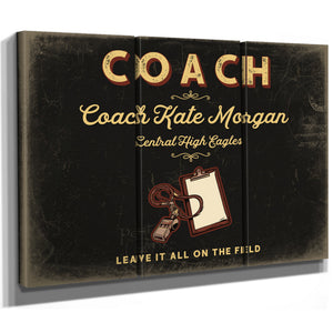 Personalized Coach Sign, Leave It All on the Field, Black & Gold, image 14