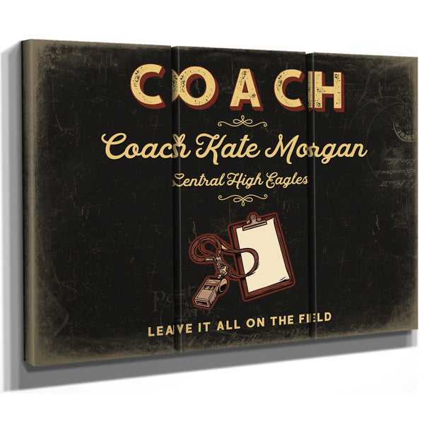 Personalized Coach Sign, Leave It All on the Field, Black & Gold, image 14