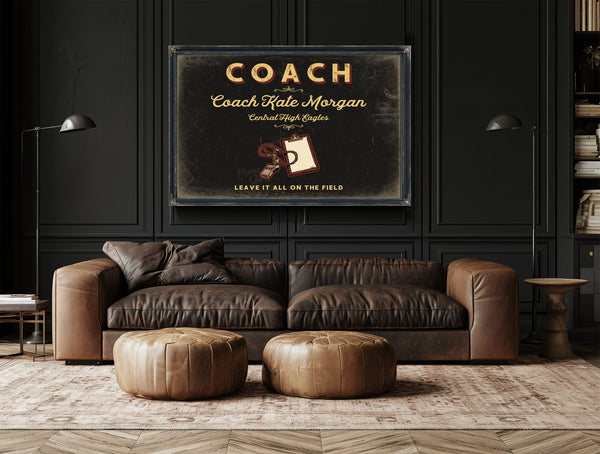 Personalized Coach Sign, Leave It All on the Field, Black & Gold, image 17