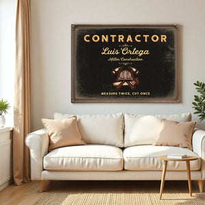 Personalized Contractor Sign, Measure Twice, Cut Once, Black & Gold, image 5