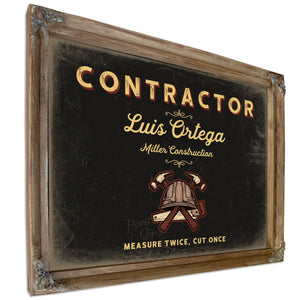 Personalized Contractor Sign, Measure Twice, Cut Once, Black & Gold, image 6