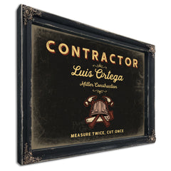 Personalized Contractor Sign, Measure Twice, Cut Once, Black & Gold, image 1