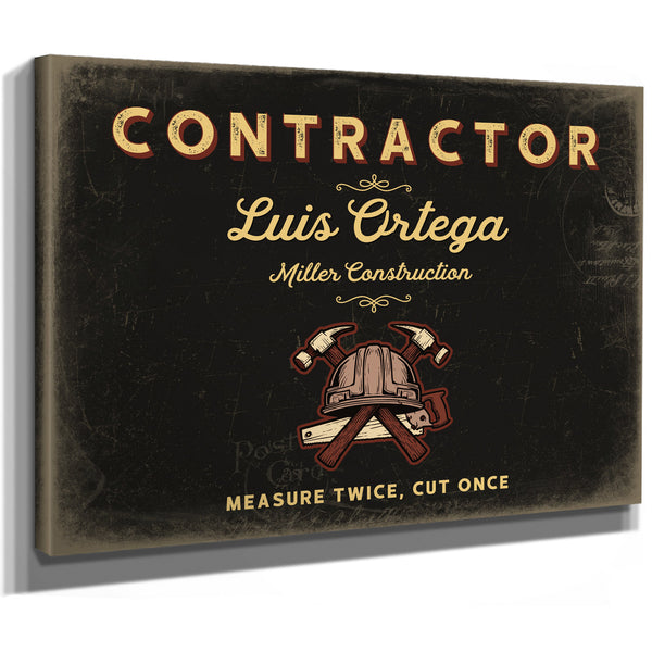 Personalized Contractor Sign, Measure Twice, Cut Once, Black & Gold, image 8