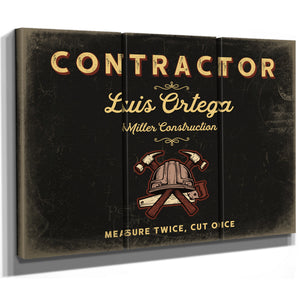 Personalized Contractor Sign, Measure Twice, Cut Once, Black & Gold, image 14