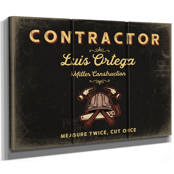 Personalized Contractor Sign, Measure Twice, Cut Once, Black & Gold, image 14