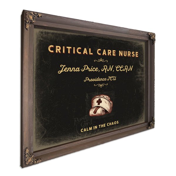 Personalized Critical Care Nurse Sign, Calm in the Chaos, Black & Gold, image 7