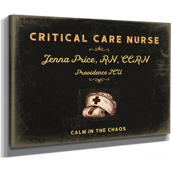 Personalized Critical Care Nurse Sign, Calm in the Chaos, Black & Gold, image 8