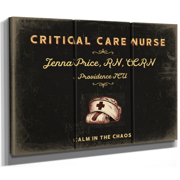 Personalized Critical Care Nurse Sign, Calm in the Chaos, Black & Gold, image 14