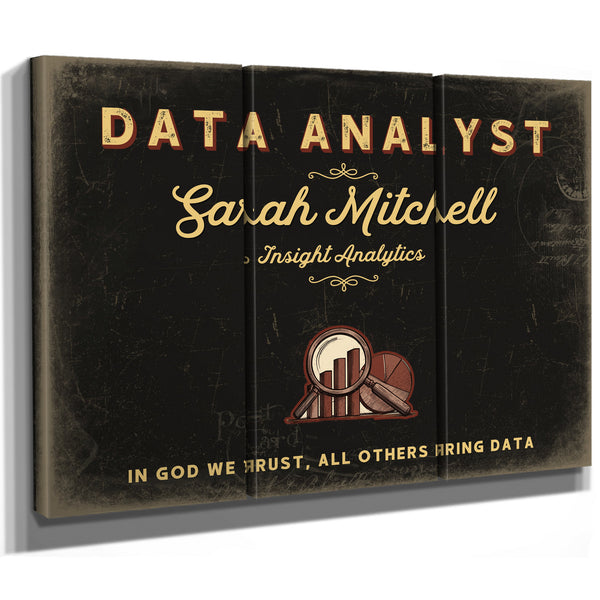 Personalized Data Analyst Sign, In God We Trust, All Others Bring Data, Black & Gold, image 14