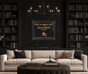 Personalized Data Analyst Sign, In God We Trust, All Others Bring Data, Black & Gold, image 16