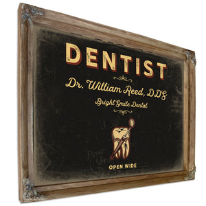 Personalized Dentist Sign, Open Wide, Black & Gold, image 6
