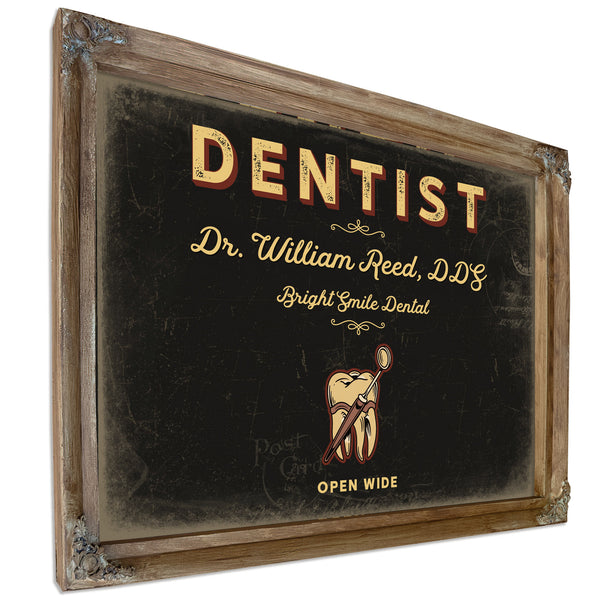 Personalized Dentist Sign, Open Wide, Black & Gold, image 6