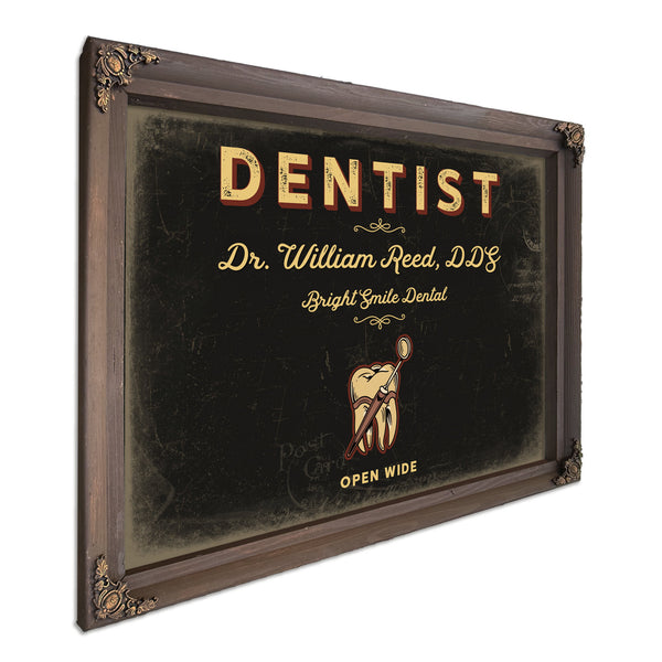 Personalized Dentist Sign, Open Wide, Black & Gold, image 7