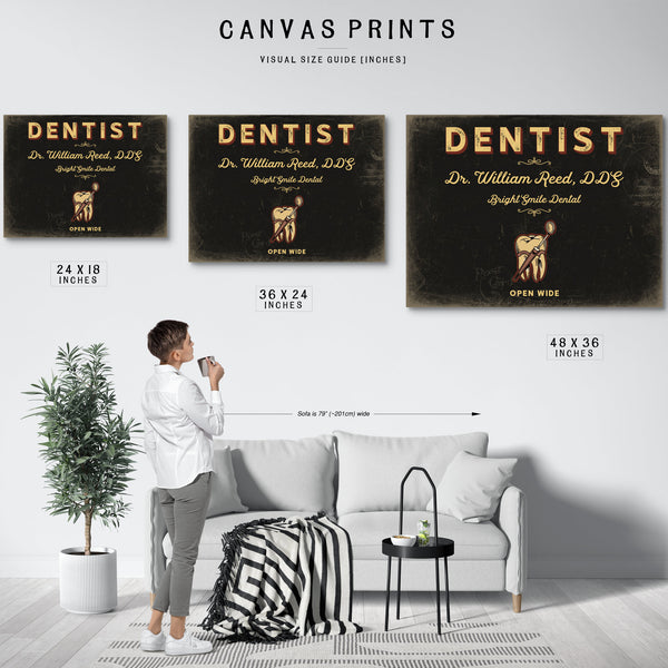 Personalized Dentist Sign, Open Wide, Black & Gold, image 10