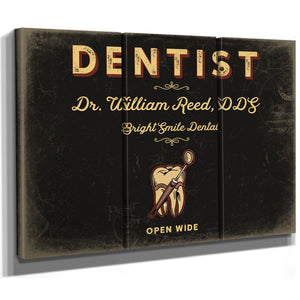 Personalized Dentist Sign, Open Wide, Black & Gold, image 14