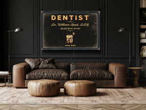 Personalized Dentist Sign, Open Wide, Black & Gold, image 17