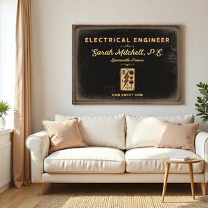 Personalized Electrical Engineer Sign, Ohm Sweet Ohm, Black & Gold, image 5