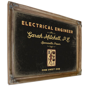 Personalized Electrical Engineer Sign, Ohm Sweet Ohm, Black & Gold, image 6
