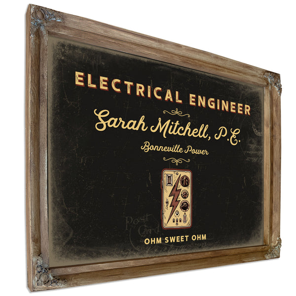 Personalized Electrical Engineer Sign, Ohm Sweet Ohm, Black & Gold, image 6
