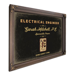 Personalized Electrical Engineer Sign, Ohm Sweet Ohm, Black & Gold, image 7