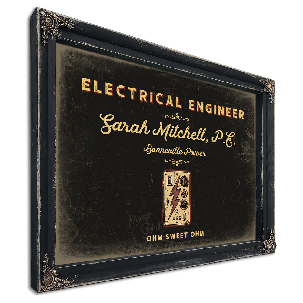 Personalized Electrical Engineer Sign, Ohm Sweet Ohm, Black & Gold, image 1