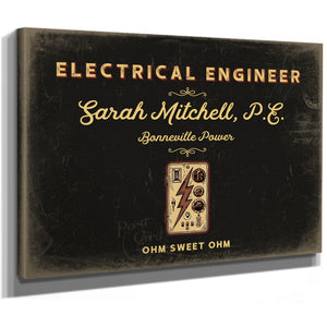 Personalized Electrical Engineer Sign, Ohm Sweet Ohm, Black & Gold, image 8