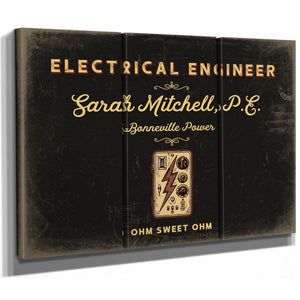 Personalized Electrical Engineer Sign, Ohm Sweet Ohm, Black & Gold, image 14