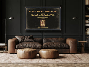 Personalized Electrical Engineer Sign, Ohm Sweet Ohm, Black & Gold, image 17