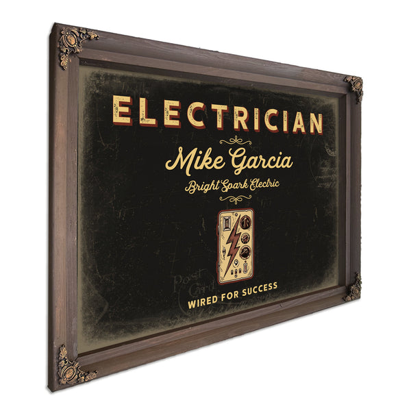Personalized Electrician Sign, Wired for Success, Black & Gold, image 7