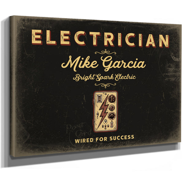 Personalized Electrician Sign, Wired for Success, Black & Gold, image 8