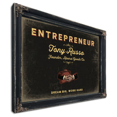 Personalized Entrepreneur Sign, Dream Big, Work Hard, Black & Gold, image 1