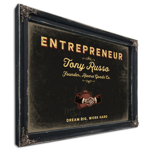Personalized Entrepreneur Sign, Dream Big, Work Hard, Black & Gold, image 1