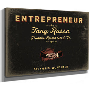 Personalized Entrepreneur Sign, Dream Big, Work Hard, Black & Gold, image 8