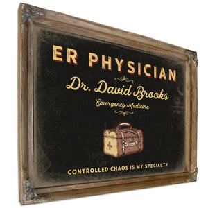 Personalized ER Physician Sign, Controlled Chaos Is My Specialty, Black & Gold, image 6