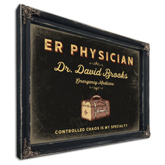 Personalized ER Physician Sign, Controlled Chaos Is My Specialty, Black & Gold, image 1