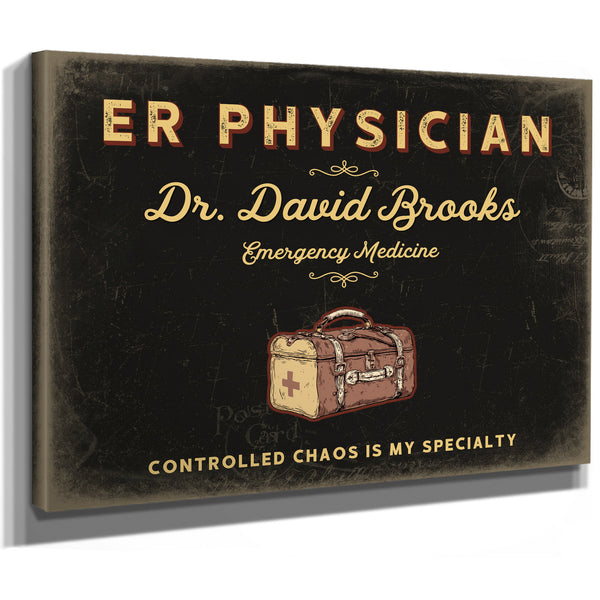 Personalized ER Physician Sign, Controlled Chaos Is My Specialty, Black & Gold, image 8