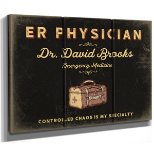 Personalized ER Physician Sign, Controlled Chaos Is My Specialty, Black & Gold, image 14