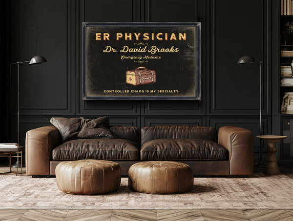 Personalized ER Physician Sign, Controlled Chaos Is My Specialty, Black & Gold, image 17