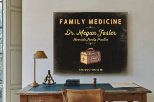 Personalized Family Medicine Sign, The Doctor Is In, Black & Gold, image 2