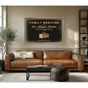 Personalized Family Medicine Sign, The Doctor Is In, Black & Gold, image 3