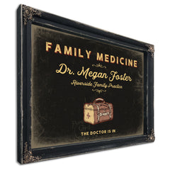 Personalized Family Medicine Sign, The Doctor Is In, Black & Gold, image 1