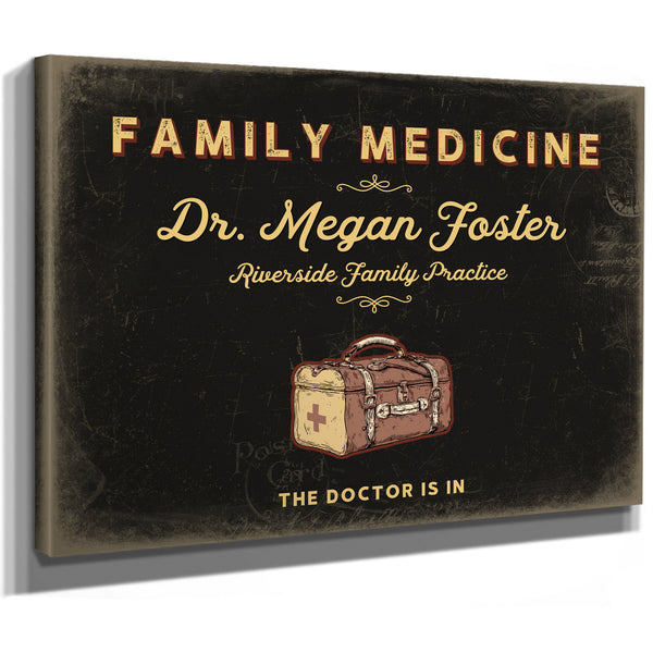 Personalized Family Medicine Sign, The Doctor Is In, Black & Gold, image 8