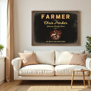 Personalized Farmer Sign, Up With the Roosters, Black & Gold, image 5