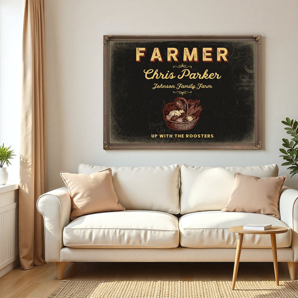 Personalized Farmer Sign, Up With the Roosters, Black & Gold, image 5